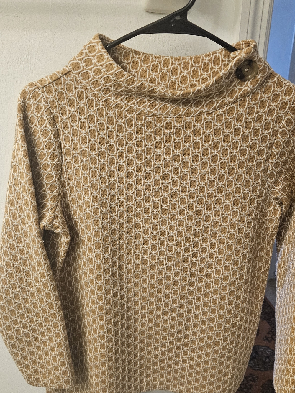 Ann Taylor Mustard Textured Cowl Neck Sweater with Button